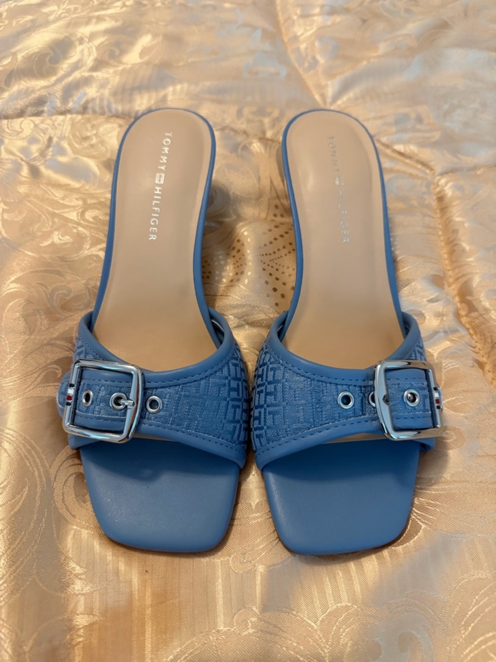 Tommy Hilfiger Blue Buckle Kitten Heels ✨